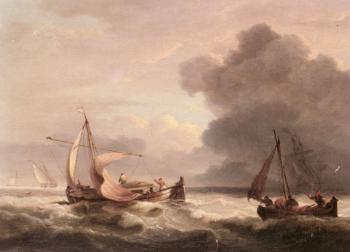 Thomas Luny : Dutch Barges In Open Seas